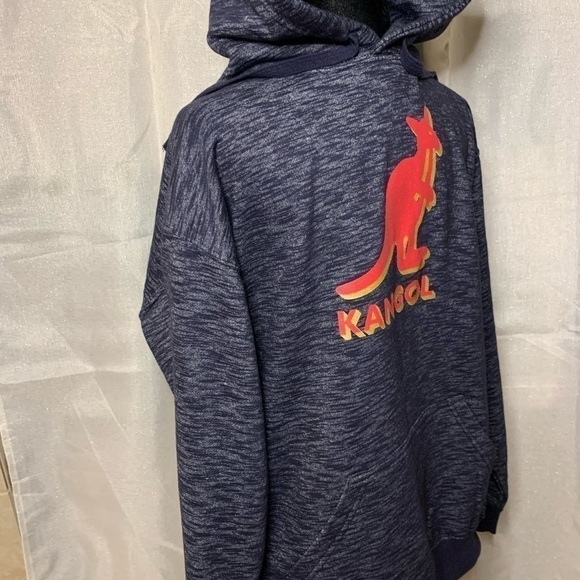 Kangol Logo Hoodie Mens Sweatshirt Heather Navy Blue sz L‌‌ - Picture 7 of 8